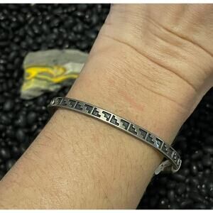 Sterling Silver Native KBN Kabana Water wave Overlay Cuff Bracelet Stacker 925
